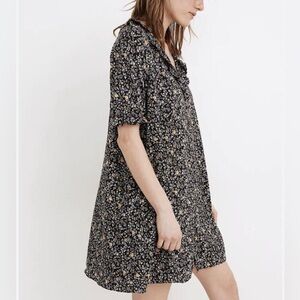Madewell Ruffle Button-Front Trapeze Shift Dress in Folkmagic Floral Size Medium